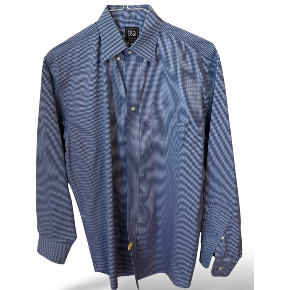 Jos. A. Bank Traveler Collection | Blue Windowpane Dress Shirt – 16 ½ x 34
